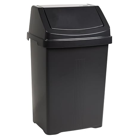 Eason Bros - 8L/25L/50L Litre Plastic Swing Bin Waste Recycle Bin Dustbins Kitchen, Bathroom Rubbish Trash Refused Bins Garbage Bin (50L, Midnight Greyish)