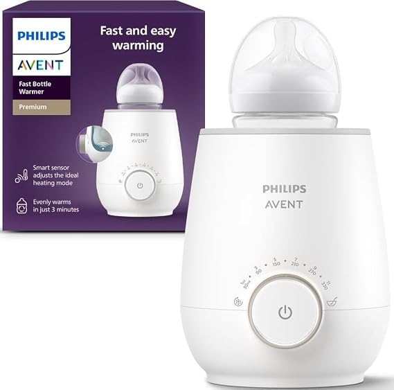 Philips Avent Premium Fast Bottle Warmer with Smart Temperature Control | Warms Milk in 3 Minutes, Water Bath Technology, No Hot Spots, Auto Shut-Off, Fits Most Bottle Brands, SCF358/00