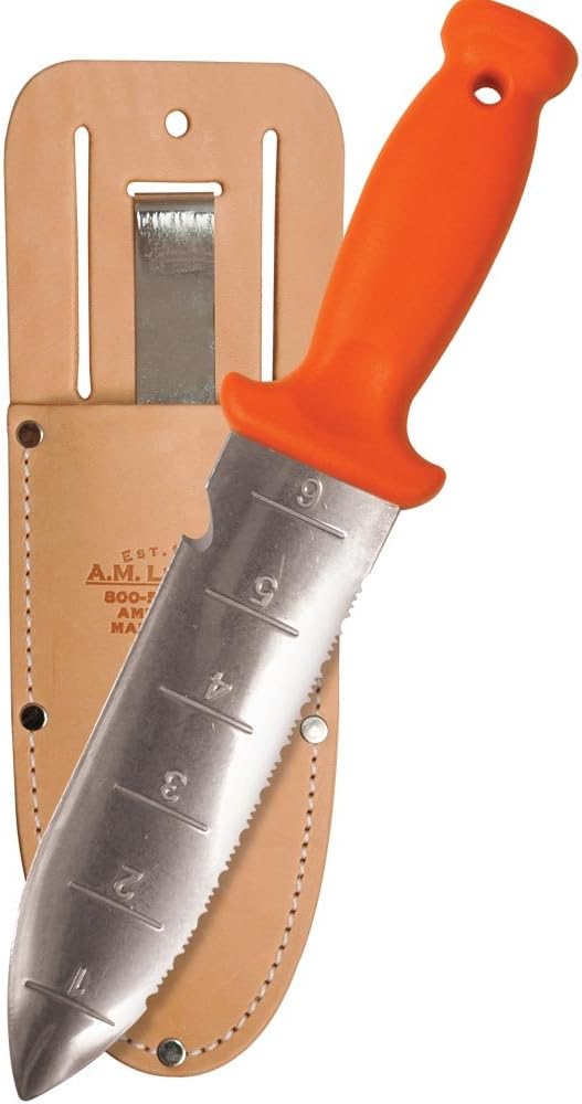 Deluxe Soil Knife & Leather Sheath 6"" Stainless Steel Blade