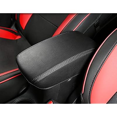 INTGET Center Console Armrest Cover for 2020 2021 2022 Jeep Compass Accessories 2017 2018 2019 Interior Center Console Lid Cover Leather Elbow Arm Rest Cover Pad Protector Black with Black Stitches