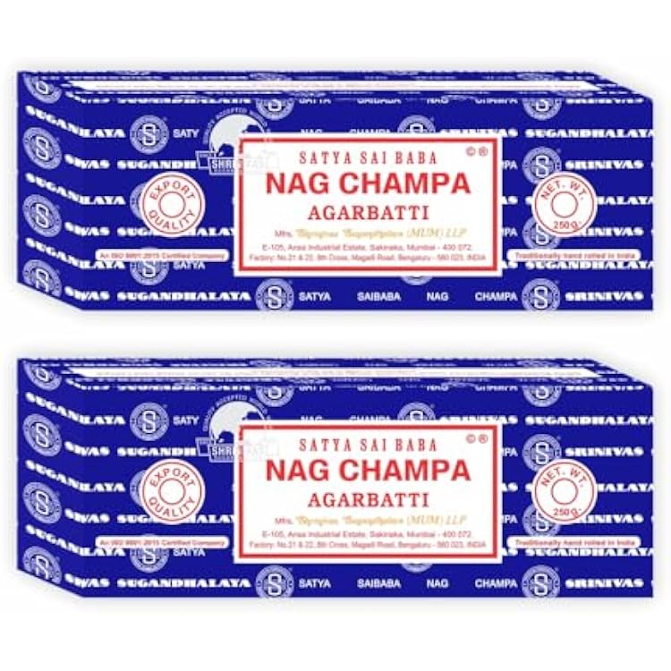 Satya Sai Baba Nag Champa Agarbatti, 250gms Hand Rolled Fine Quality Incense Sticks for Purification, Relaxation, Positivity, Yoga, Meditation NC250 Pack of 2