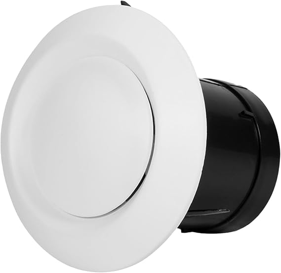 1 Pcs 4"/100mm Adjustable Round Ceiling Vent,Closeable Ceiling Vent Indoor Vent Covers,Plastic Air Vent Diffuser with Fixing Ring for Bathroom Office Kitchen and Ventilation Systems