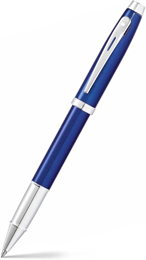 Sheaffer 100 Glossy Blue Lacquer Rollerball Pen with Polished Chrome Trim