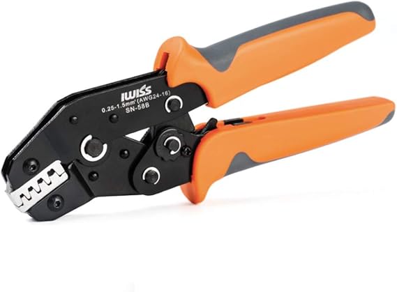 IWISS アイウイズ Precision Ratchet Crimping Pliers for Open Barrel Terminals, Compatible with 0.25~1.5mm2 Small and Medium Terminals SN-58B