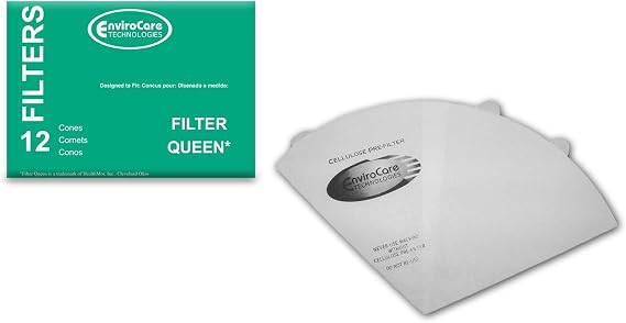 EnviroCare Replacement Vacuum Cleaner Filter Cones made to fit Filter Queen Vacuums 12 Cones and 2 Filters