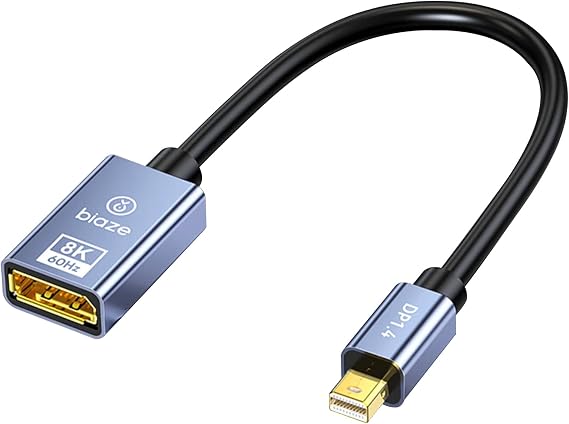 Mini DisplayPort to DisplayPort 1.4 Adapter Cable, 8K@60Hz Bi-Directional Mini DP to DP Video Converter, 0.2M/0.66ft, Compatible with Laptop, Surface, Graphics Card, Monitor, Projector