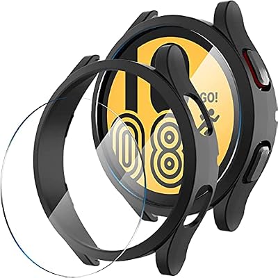 Suoman 22 Pack for Samsung Galaxy Watch 4 40mm Case, 9H Tempered Glass Screen Protector [Anti-Scratch] Full Coverage Durable Hard PC Matte Protective Cover BlackBlack