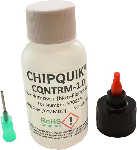 Chip Quik CQNTRM-1.0 Flux Remover (Non-Flammable) in 30ml (1.0oz) Squeeze Bottle w/tip