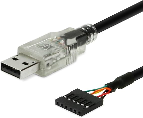 Gearmo USB to TTL Serial Adapter Cable 3.3V, Activity LED's, FTDI FT232QR Chip, 6 Pin Female Socket Header UART Windows 11, 10, 8, 7, macOS, Linux (5ft, 3.3 Volt)