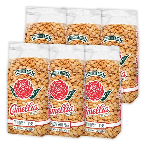 Camellia Brand Dried Yellow Split Peas Premium Non-GMO Split Peas for Indian Dal, Hearty Split Pea Soups, Stews, Curries, and Purees Gluten-Free, High Protein, Vegan & Vegetarian Friendly, 1 Pound Pack of 6