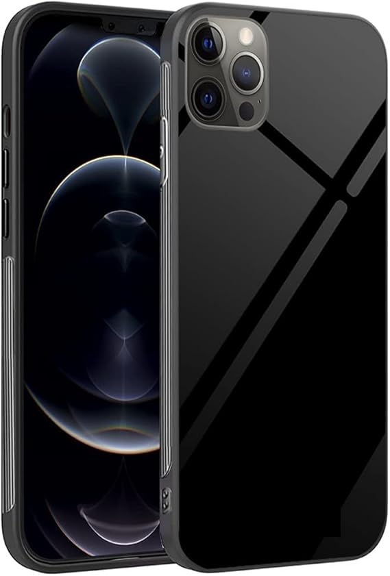 Designed for iPhone 14 Pro Max Cases with Tempered Glass Quality Back, Slim and Anti Fall Phone Cover,Black