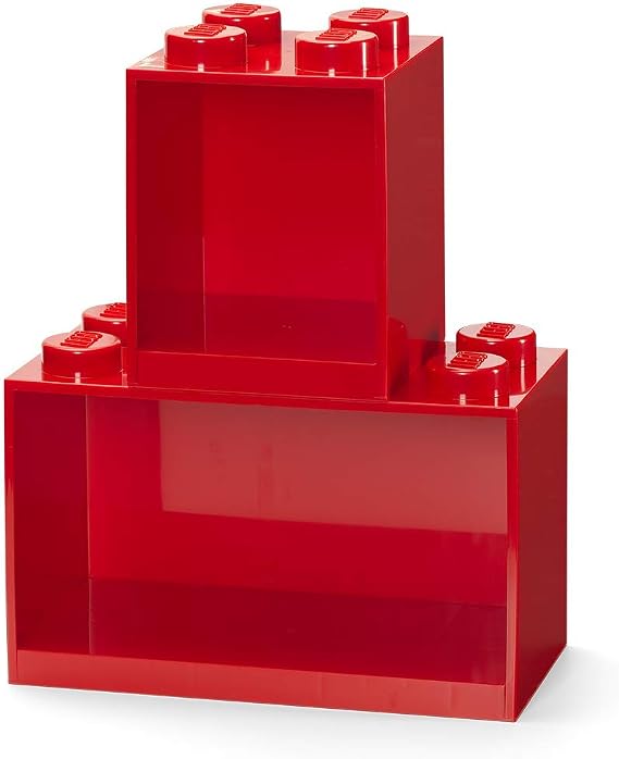 ROOM Copenhagen. LEGO Brick Set with 4-Stud and 8-Stud Box Shelves, Red | 4-Stud & 8-Stud Shelves Wall-Mounted Storage Open Storage Compartments Toy & Home Storage