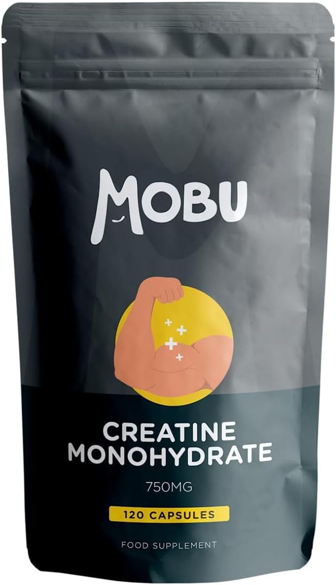Creatine Monohydrate Capsules 750mg 3000mg Per Serving - 120 Capsules - Boost Muscle Mass, Bulk & Strength - Supports Increased Energy & Performance - Pre Workout Supplement for Men & Women | MOBU