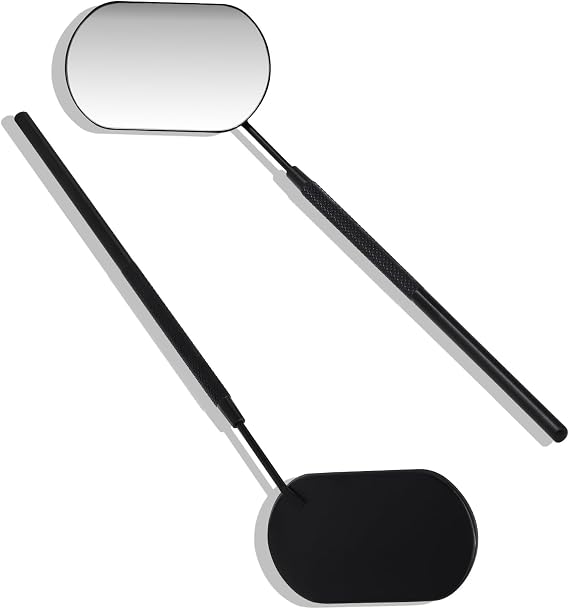 Lash Mirror Extra Large Makeup Mirror for Eyelash Extensions Detachable Stainless Steel Square Round Lash Extension Accessories(Black)