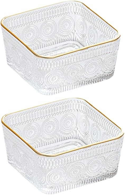 2 Pack 9 OZ Small Cute Luxury Glass Candy Dish Vintage Candy Bowl