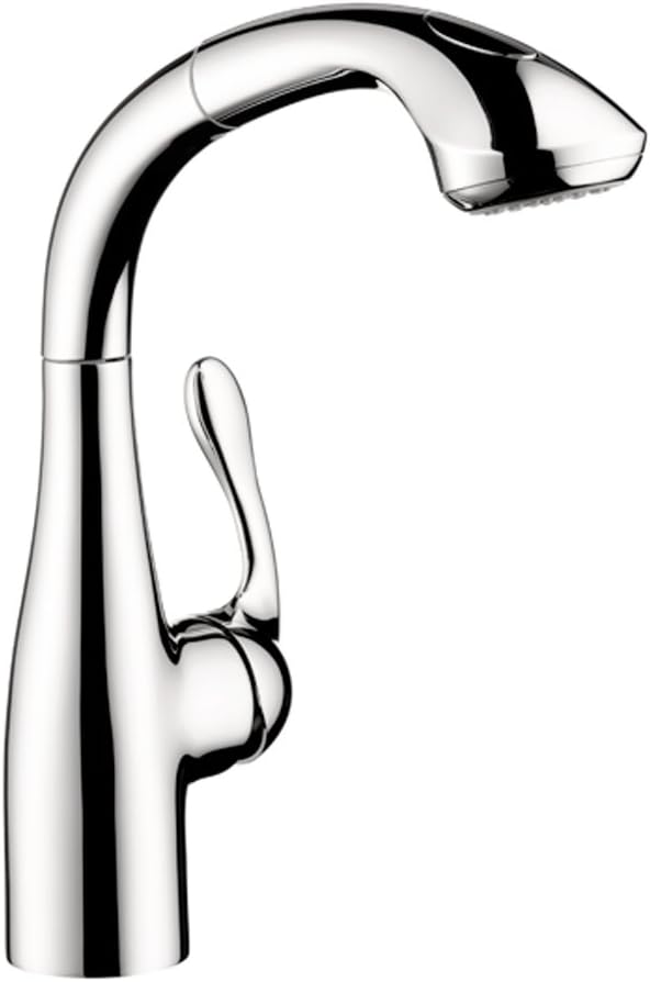 hansgrohe Allegro E Chrome Bar Kitchen Faucet, Kitchen Faucets with Pull Out Sprayer, Faucet for Kitchen Sink, Chrome 04067000