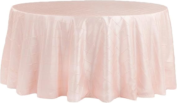 CVL 1 Pc, Pintuck 132" Round Tablecloth - Blush/Rose Gold for Wedding & Party Decor
