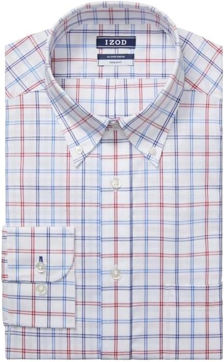 IZOD Men's Dress Shirt Regular Fit Stretch Check