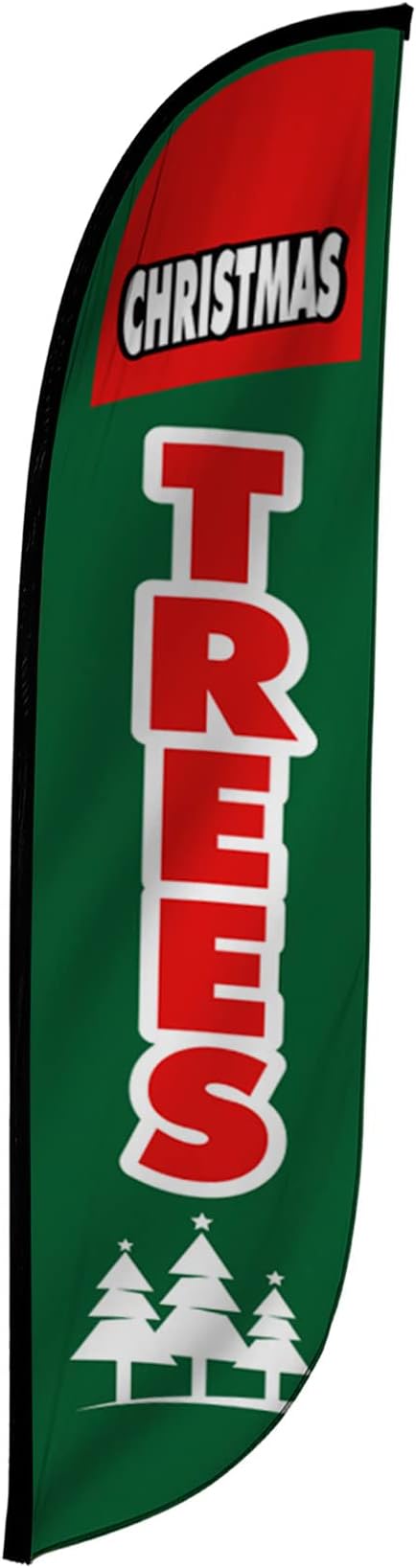 LookOurWay Feather Flag Banner - 12 Feet Tall Advertising Flags for Outdoor Business and Events Promotion - Swooper Flag Only - Holiday Flags