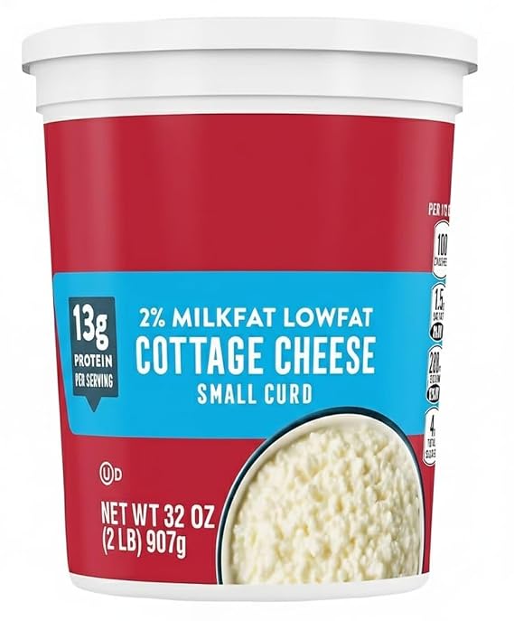 Small Curd 2% Milkfat Cottage Cheese , delicious, creamy, and packed with protein. Enjoyed on its own, as a side dish, a snack or an ingredient in a variety of recipes, low fat cheese is extremely versatile , Hand cut curds in a rich creamy dressing for a delicious cultured dairy experience , With protein and calcium, each serving of 2% Milkfat has 13g protein and 100 calories .. [ 32 oz , 2 lb ]