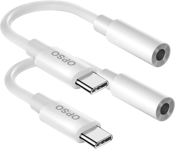 OPSO USB Type C to 3.5mm Female Headphone Jack Adapter, (2-Pack) USB C to Aux Audio Dongle Cable Cord for iPhone 15/15 Pro/Pro Max/Plus, Samsung Galaxy S23/S22/S21 Ultra, iPad Pro, MacBook, Pixel XL