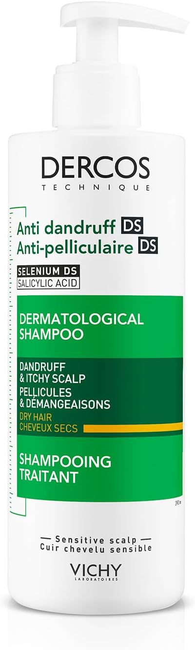 Vichy Dercos Anti-Dandruff Kepek Karşıtı Bakım Şampuanı - Kuru Saçlar (390 ML) | Salisilik Asit ve Selenyum Disülfürlü Dermatolojik Şampuan, Hassas Saç Derisi İçin Klinik Olarak Kanıtlanmış Kepek Tedavisi