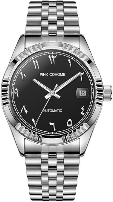 Boyarca Arabic Script Watch Mechanical Automatic Movement Urdu Numerals Wristwatch Men's Mechanical Wristwatch Islamic Muslim Mechanical Watches