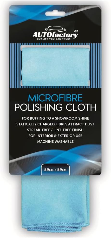 1x Blue Microfibre Car Cleaning and Polishing Cloth for Detailing with Scratch Free, Streak Free and Lint Free Finish