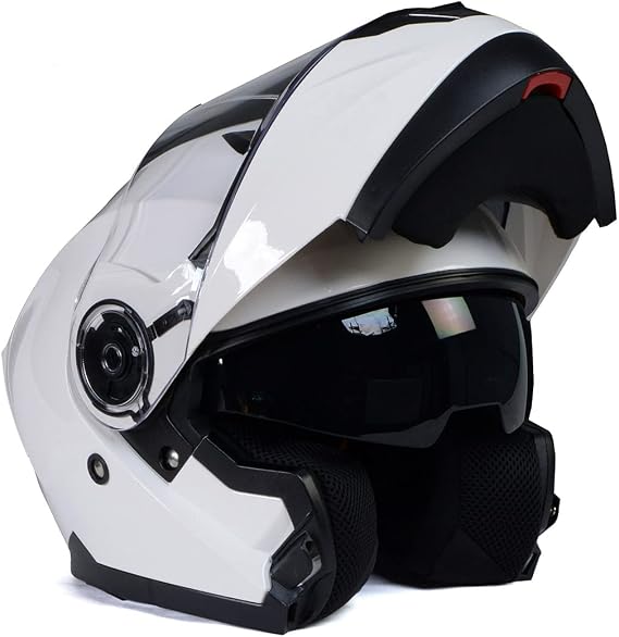 Milwaukee Helmets MPH9816DOT Breeze White Advanced Motorcycle Modular Helmet Biker w/ Drop Down Visor