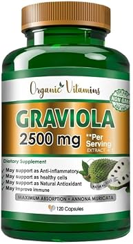 VITAMISAN Graviola Soursop, Natural Dietary Supplement. Leaf & Fruit Extract 120 Capsules Antioxidant, High Potency Capsules Made in The USA