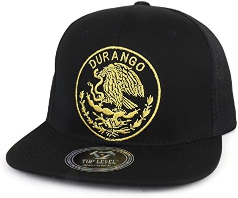 Trendy Apparel Shop City of Mexico Eagle Embroidered Flatbill Trucker Mesh Cap