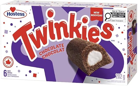 Hostess Chocolate Twinkies 6 Individually Wrapped Cakes 202g - Single Box