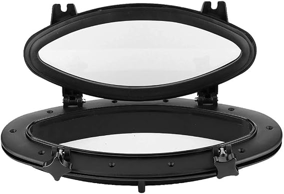 Marine Opening Portlight Porthole,Oval Deck Hatch Porthole,Replacement Window Port Hole Boat Deck Hatch Access Hatch & Lid for YachtMarineBoatPortlights Windows,400x200mm,Black