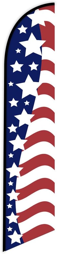 American Glory USA Feather Banner Flag, 12ft Replacement Outdoor Swooper Flag Only for Business or Event Advertising (No Pole) by FFN Feather Flag Nation