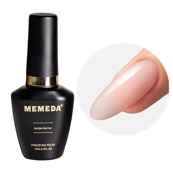 MEMEDA Builder Nail Gel, 7-in-One Clear Builder for Nails, LED Lamp Cured Color Rubber Base Gel Polish Coat Strengthener Thickening Extension Rhinestone Glue in a Bottle for DIY Home Salon Gifts