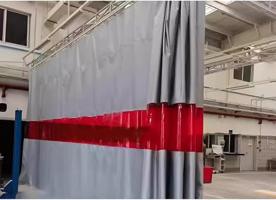 Industrial Welding Curtain Fireproof Door Curtain Welding Curtain with Viewing Window Industrial Divider Screens for Workshop, Cutter(Size:1.9x2.5m / 6.3x8.3ft,Color:Gray)
