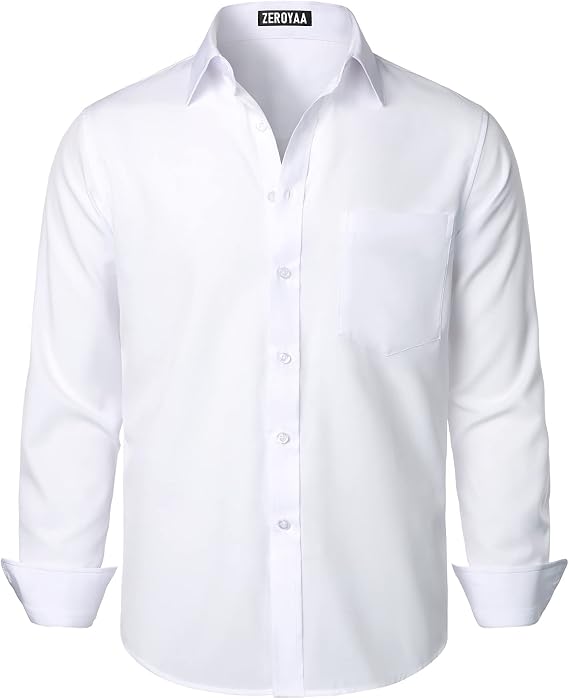 ZEROYAA Men's Regular Fit Wrinkle-Free Button Up Dress Shirt