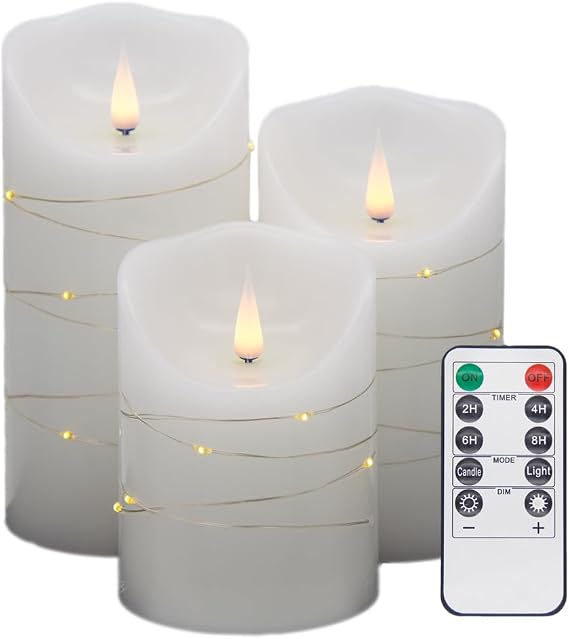 Flameless LED Candles, Realistic Flickering Flame, Set of Multiple (White, 5 Inch)