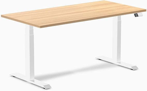 Desky Dual Laminate Sit Stand Desk Sublime Teak 59.1" White