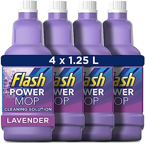 Flash Power Spray Mop Floor Cleaner Multi-Surface Cleaning Liquid Lavender 5L (1.25Lx4)