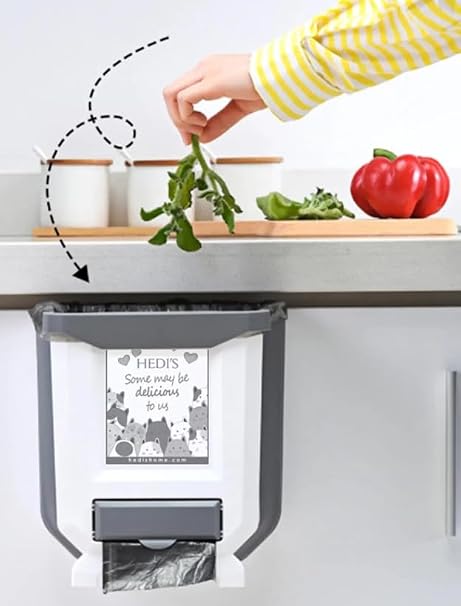Hedis Practical Foldable Kitchen Trash Can, 7lt (White)