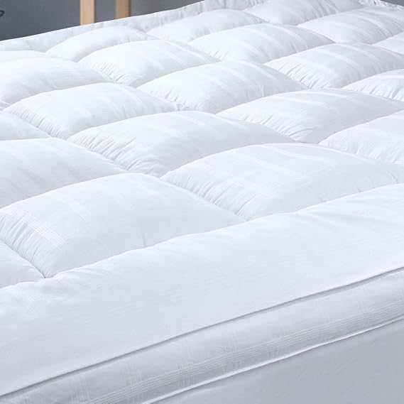 Extra Thick 3 Inch Single Mattress Topper Cotton Cover Baffle-Box | 1200gsm 3D&6D microfiber, cloud comfort. Baffle-box stops lumps. Elastic straps fit 6-22in. Breathable, washable.