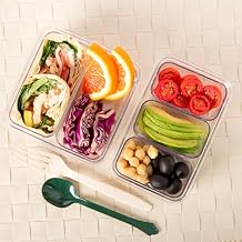 Airtight Food Storage Containers Set, 2 Lunch Boxs (With 5 Removable Boxes) - Tritan 100% | BPA-Free Vegetable Organizer Boxes | Microwave & Freezer Safe | Leak-Proof Lids