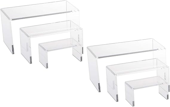 2 Sets, 3 Piece Acrylic Riser Set (Medium Square)