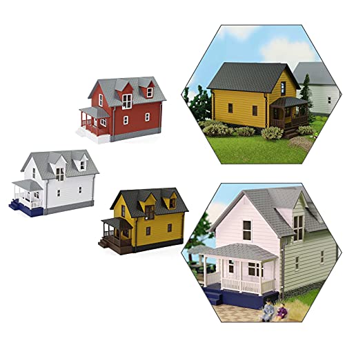 N Scale Model Building 1:160 Residential Modern House Assembled Architectural for Model Train Layout Diorama JZN01 Mix Colors3pcs