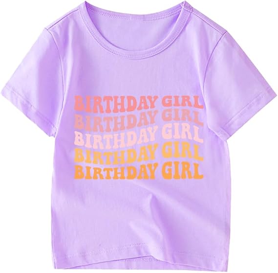 Birthday Shirt Girls Toddler T-Shirts Unicorn Mermaid Birthday Tees Little Kids Top Outfit White Pink 2nd 3rd 4th 5th 6th 7th
