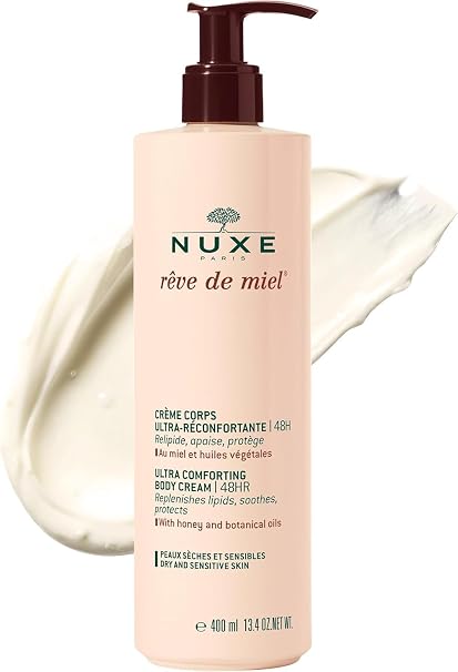 NUXE Reve de Miel Ultra-Comforting Body Cream With Shea Butter and Honey for Dry and Sensitive Skin, 13.4 Fl Oz