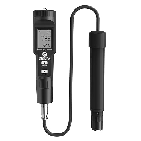 Dissolved Oxygen Meter with ATC, 0-40.00 mg/L Measurement Range, DO Meter with Electrode Filling Fluid and Anaerobic Water Calibration Powder (No Backlight)