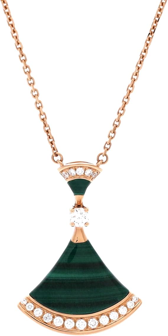 Pre-Loved Divas' Dream Pendant Necklace 18K Rose Gold with Malachite and Diamonds Large, Rose Gold