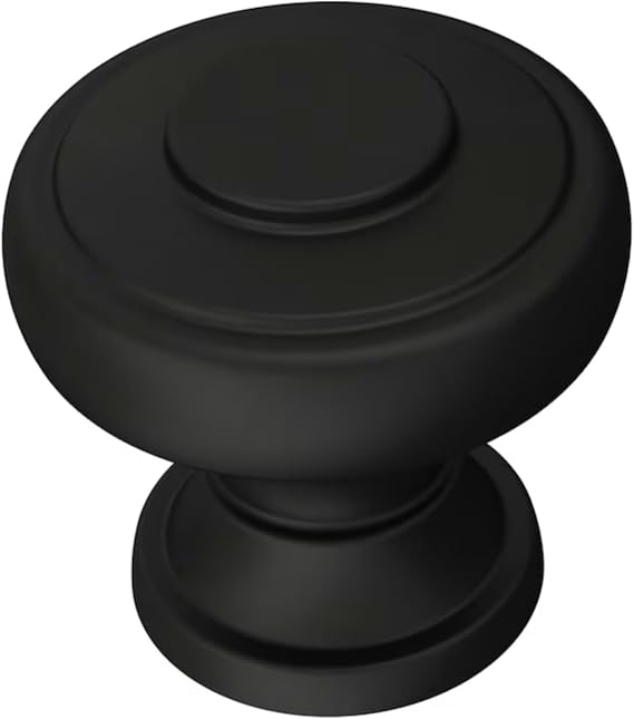 Brainerd P43464W-FB 1 3/16" Classic Button Cabinet & Drawer Knob Matte Black